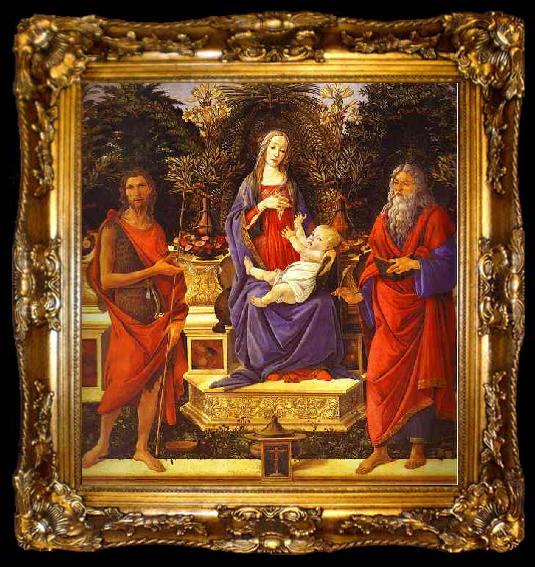 framed  Sandro Botticelli Virgin and Child Enthroned between Saint John the Baptist and Saint John the Evangelist, ta009-2